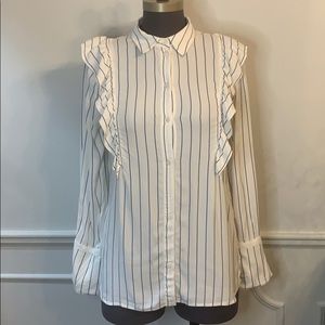 Club Monaco Striped  Button Down Top